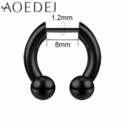 AOEDEJ 16G Stainless Steel Plug-In Style Nose Ring – Spike Ox Horn Septum Ring for Men & Women Large Gauge Body Piercing (8–10mm) Single Piece