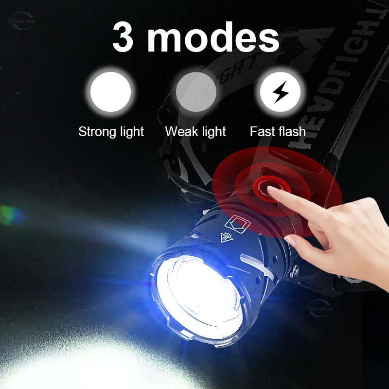 80,000LM Powerful XHP360 LED Headlamp – USB Rechargeable Ultra Bright Headlight Flashlight, Large Aperture Camping & Fishing Head Lantern Waterproof Outdoor Torch