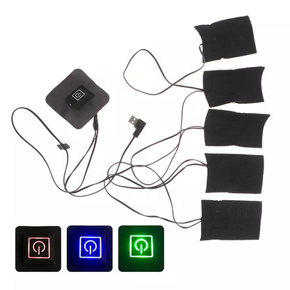 USB Clothes Heater Pad - 3 Gear Adjustable Temperature Electric Heating Sheet for Vest and Jacket - 5 in 1 Heating Warmer Pad