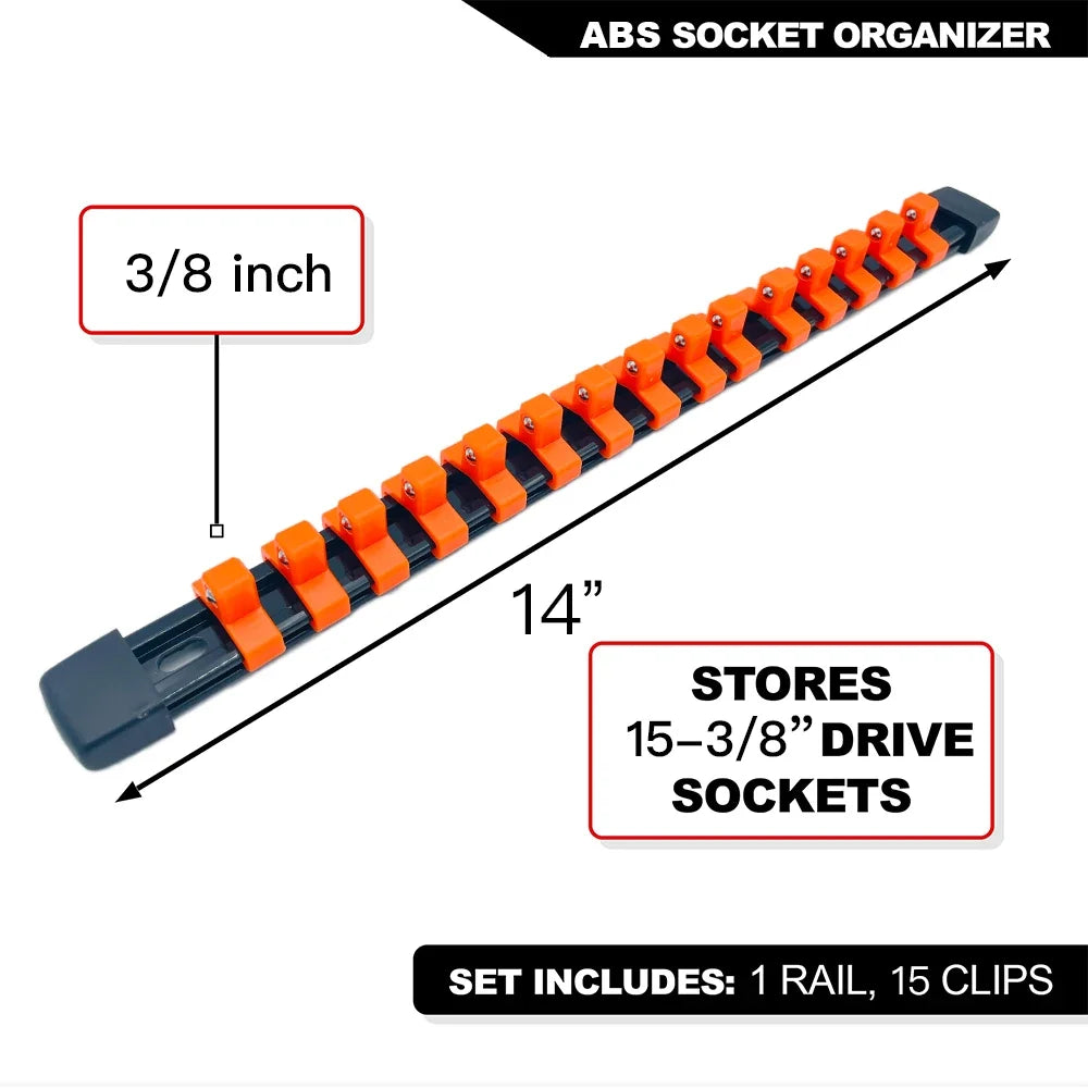 Socket Organizer Set - 1/4 3/8 1/2 Inch Socket Holder Trays for Tool Box Drawers & Storage Rails