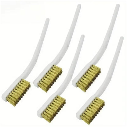 Mini Brass Wire Brush Set - Copper Plated Metal Cleaning Tool for Rust Removal Paint Stripping & Polishing