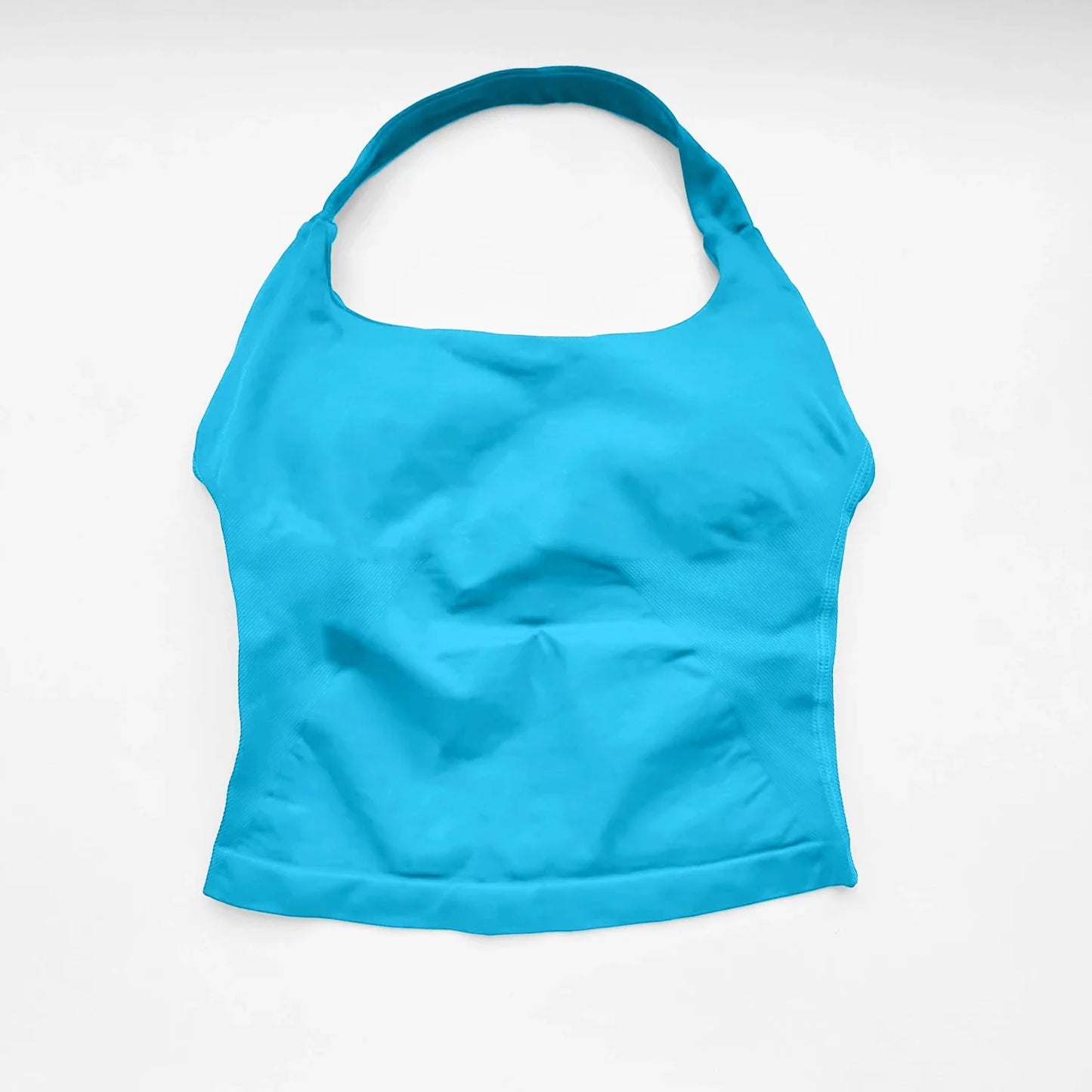 NCLAGEN Women’s Gym Halter Top - Longline Strappy Padded Tank for Yoga, Fitness, Running & Activewear Workouts