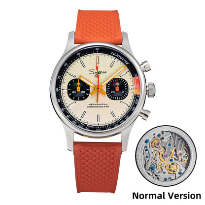 Sugess Pilot Men’s Chronograph Watch — Original ST1901 Mechanical Movement, Sapphire Crystal, Waterproof Racing Strap