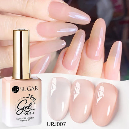UR SUGAR 15ml Jelly Gel Polish - Milky White Translucent UV Soak Off Nail Art Varnish