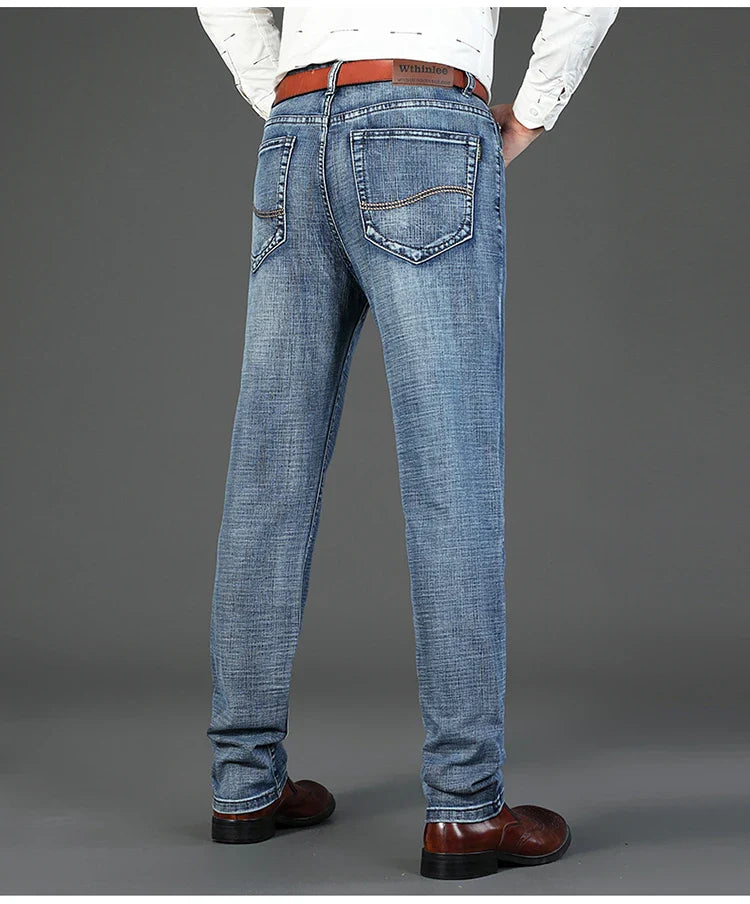 Men’s All-Match Brand Trousers – High-Quality Business Casual High Waist Denim Jeans for All Seasons