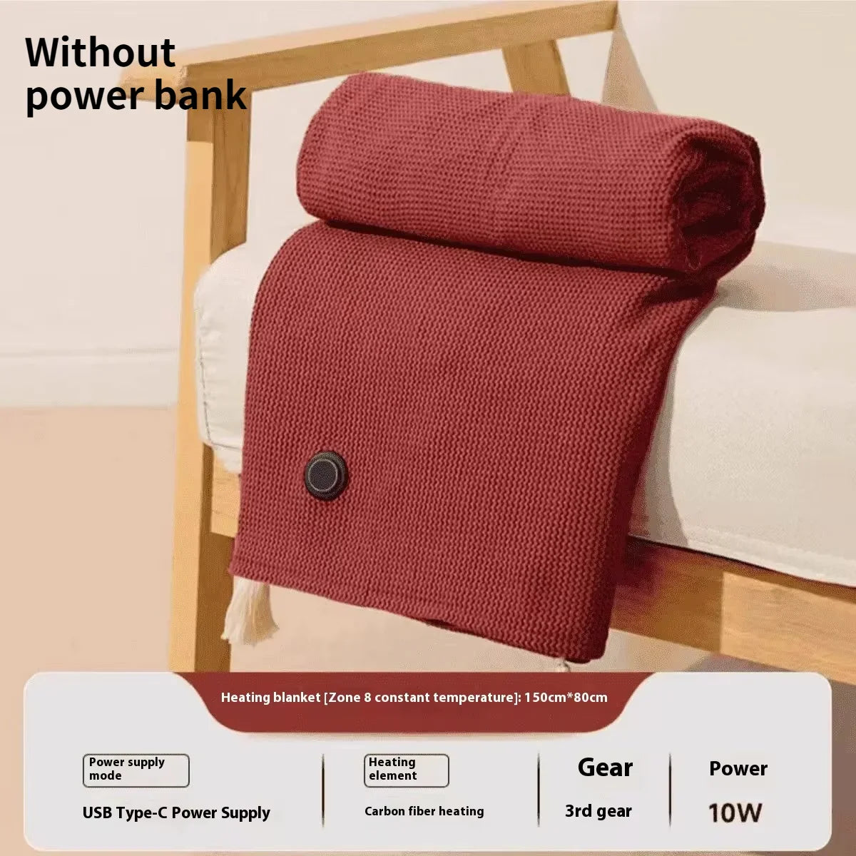 USB Electric Wearable Heated Blanket – Washable Warmer with 3 Adjustable Temperature Levels for Women