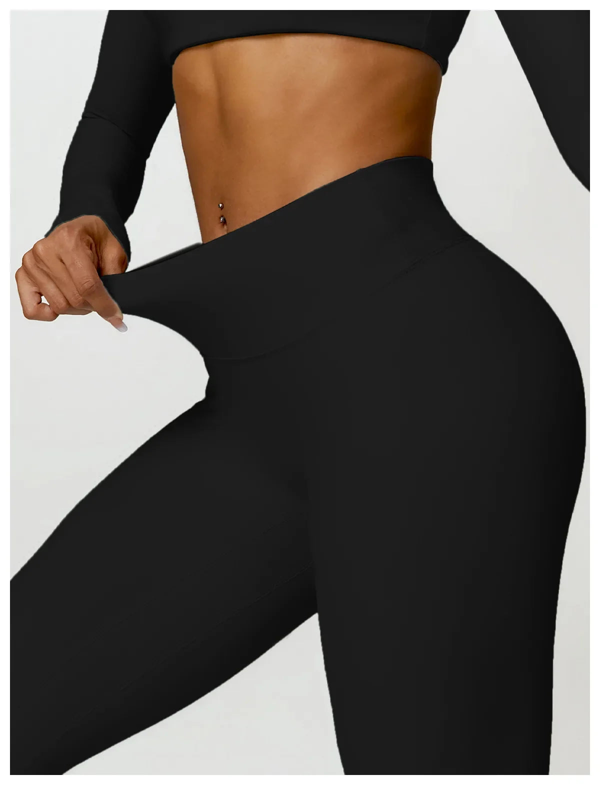 Hearuisavy 2PCS Long Sleeve Gym Set for Women, Quick-Drying Yoga Clothes, Sportswear, Running Leggings, Workout Sports Crop Top