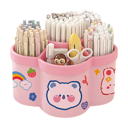 Rotating Pen Holder Desk Organizer - Large Capacity Storage Box for Pens, Cosmetic Brushes & Dorm Accessories