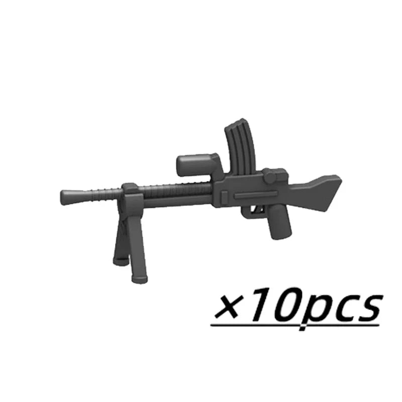 Military Soldier Building Block Figures - MOC Army Weapons Set with Rifles, Rocket Launcher & Mini Gun Toy Gift