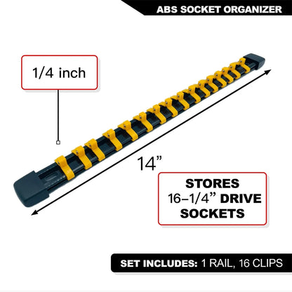 Socket Organizer Set - 1/4 3/8 1/2 Inch Socket Holder Trays for Tool Box Drawers & Storage Rails