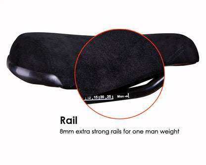 Funsea Bicycle Saddle - Black Wheelie Seat with Embroidered Logo, Flannelette Cover, 8mm Rail for Bikes