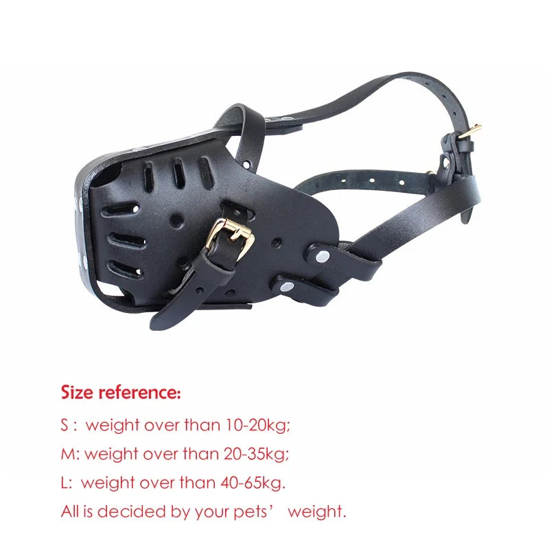 Leather Dog Muzzle Mask - Breathable Anti-Bite Training Cage for German Shepherd, Doberman & Small/Large Dogs