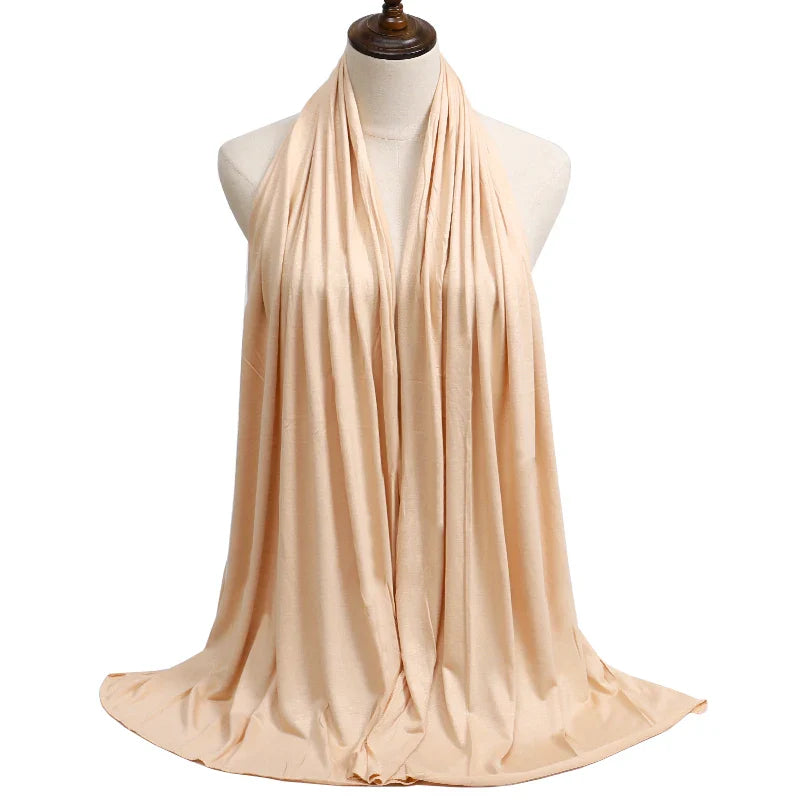 Women's Modal Cotton Jersey Hijab - Soft Solid Color Muslim Headscarf for Ramadan & Everyday Wear