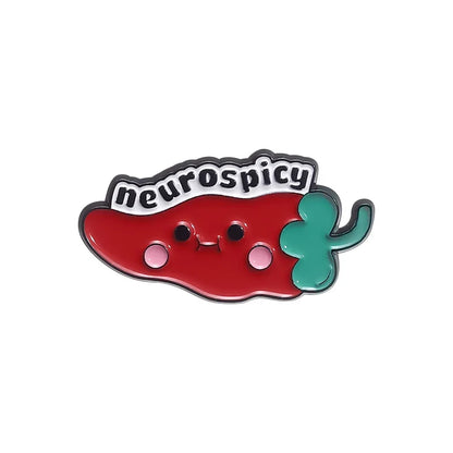 Neurospicy Chili Enamel Pin - Funny Neurodivergent Autism ADHD Dyslexia Awareness Brooch Badge Jewelry Accessory