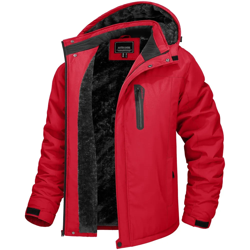 TACVASEN Winter Fleece Jacket for Men - Waterproof Hiking Skiing Outdoor Trekking Windbreaker Parka