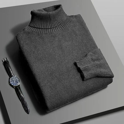 Men’s Knitted Turtleneck Sweater - Slim Fit Long Sleeve Anti-Pilling Pullover for Autumn Streetwear Style