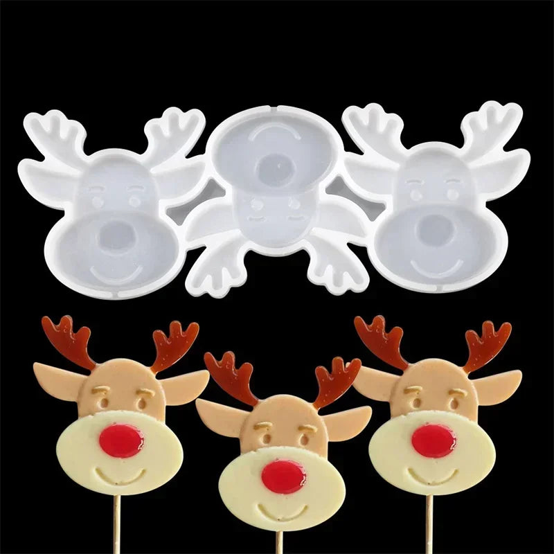 Halloween & Christmas Silicone Lollipop Mold – Pumpkin, Ghost & Elk Shape Candy, Chocolate, Cheese & Cake Decorating Tool