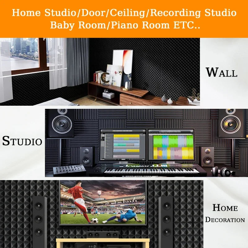 TOUO Acoustic Foam Panels - Sound Absorbing Wall Tiles for Studio Recording, Home Theater & Noise Reduction Treatment