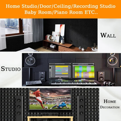 TOUO Acoustic Foam Panels - Sound Absorbing Wall Tiles for Studio Recording, Home Theater & Noise Reduction Treatment