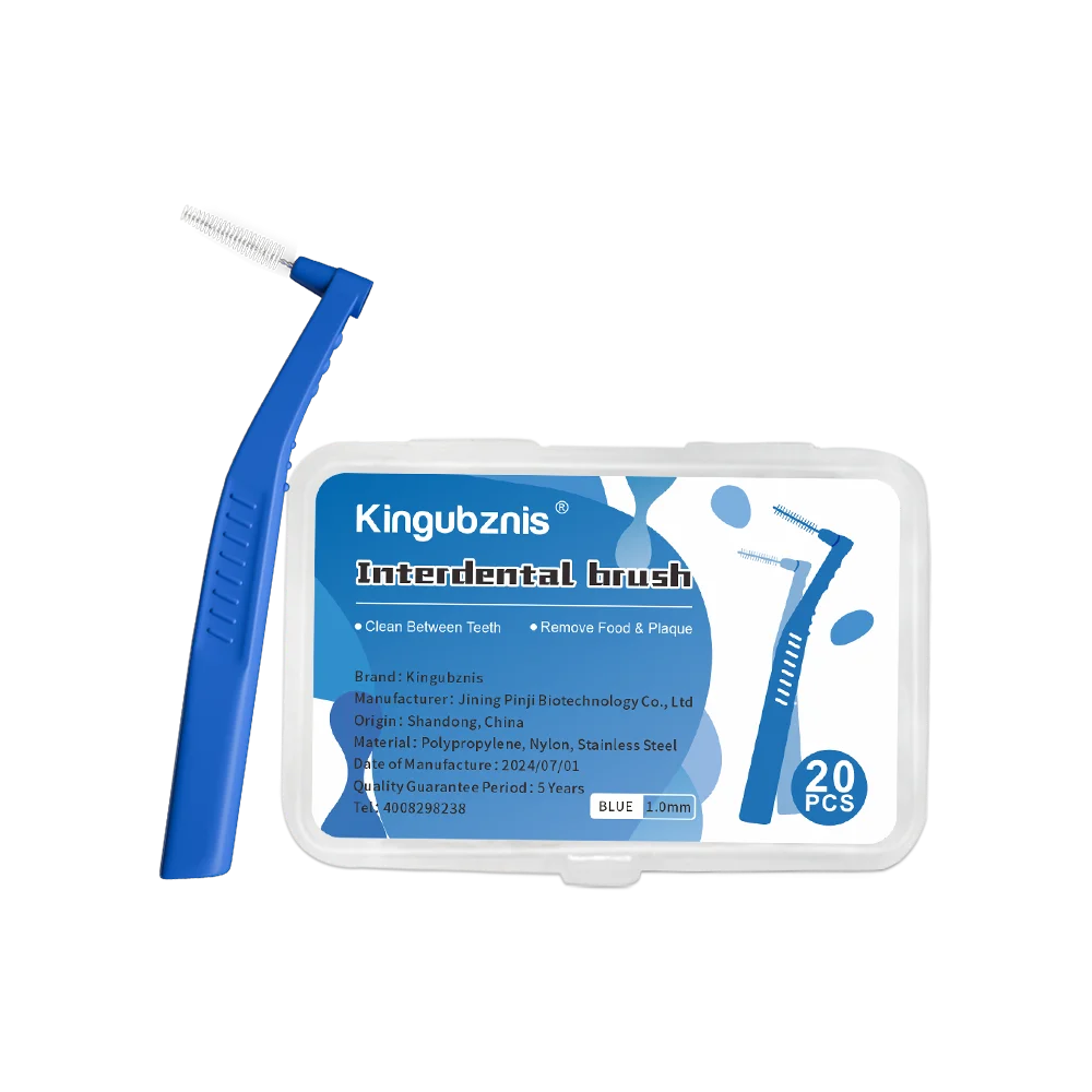 Kingubznis Interdental Brush Set - Stainless Steel Orthodontic Dental Floss Brushes with Angled Short Handle