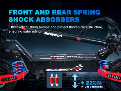 30MPH Electric Scooter with 1200W Motor – 20/40 Mile Range, Spring Damping, Disc Brake & 11" Off-Road Folding Tires