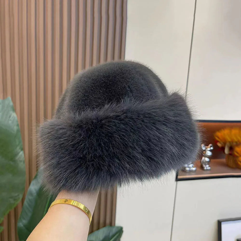 Women’s Faux Fur Winter Hat – Thick Warm Snow Ski Cap, Windproof Russian Style Ear Warmer Bonnet