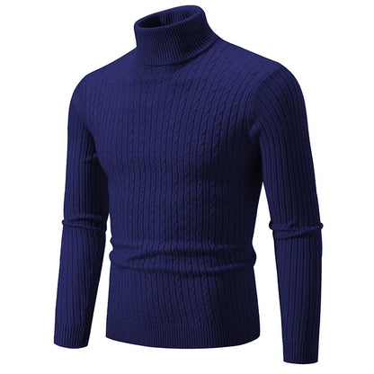 Men's High Neck Turtleneck Sweater - Warm Knitted Pullover Winter Casual Outdoor Top