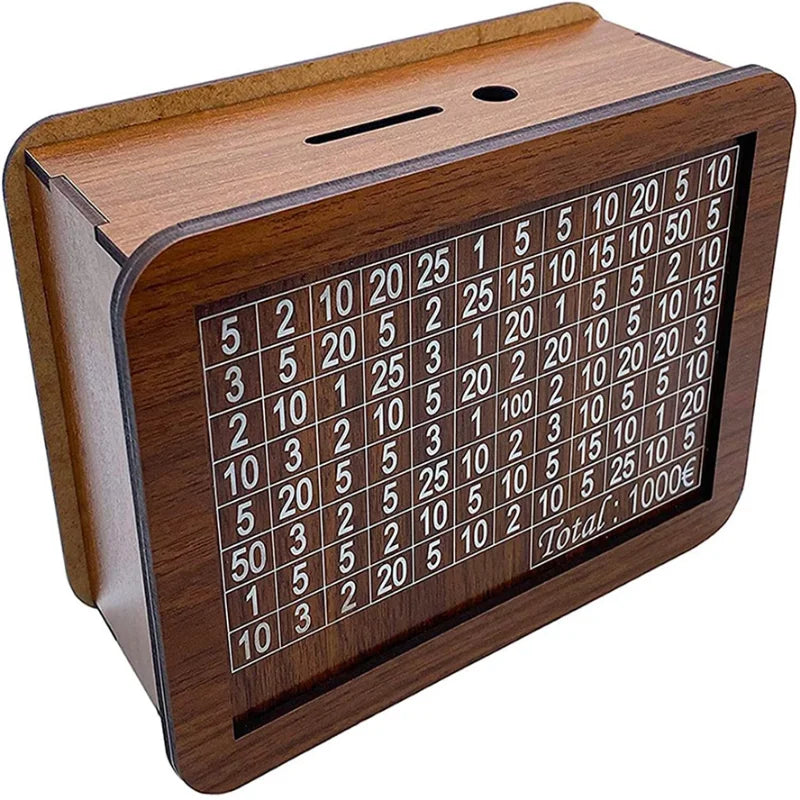 Handmade Wooden Piggy Bank: Reusable Money Box with Saving Goal - Encourages Saving Habit with Checkable Numbers