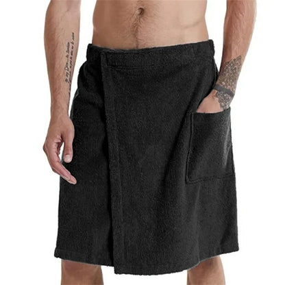 Men's Wearable Bath Towel - Soft Shower Wrap with Pocket for Spa, Gym & Beach