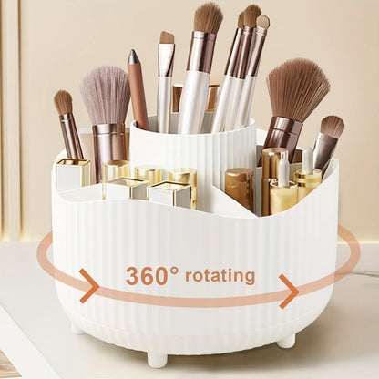 360° Rotating Makeup Brush Holder - 5 Slot Cosmetic Organizer for Brushes, Skincare & Vanity Storage