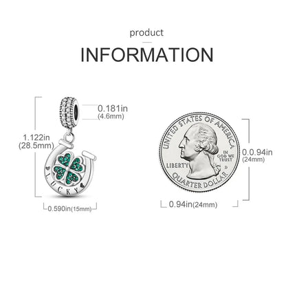 MULA Silver-Plated Sunflower & Four-Leaf Clover Dangle Charms - DIY 3MM Snake Chain Bracelet