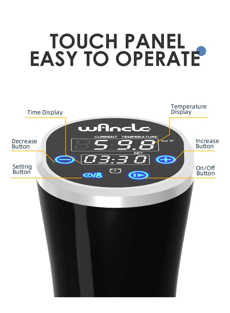 Wancle 1100W Sous Vide Cooker - LCD Touch Immersion Circulator, Accurate Cooking, IPX7 Waterproof with Digital Display