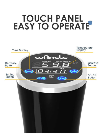 Wancle 1100W Sous Vide Cooker - LCD Touch Immersion Circulator, Accurate Cooking, IPX7 Waterproof with Digital Display