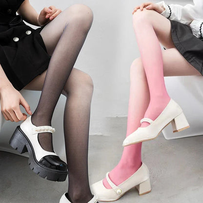 Women’s Sexy Gradient Pantyhose – Thin Transparent Candy Color Tights for Spring & Summer Hosiery