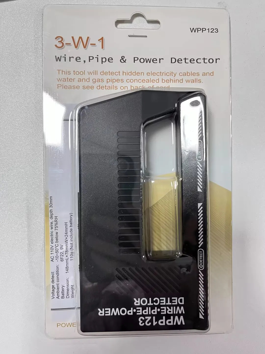 WPP123 Wall Scanner Metal Detector – High Sensitivity AC Wire & Pipe Detection Tool with Alert Pointer