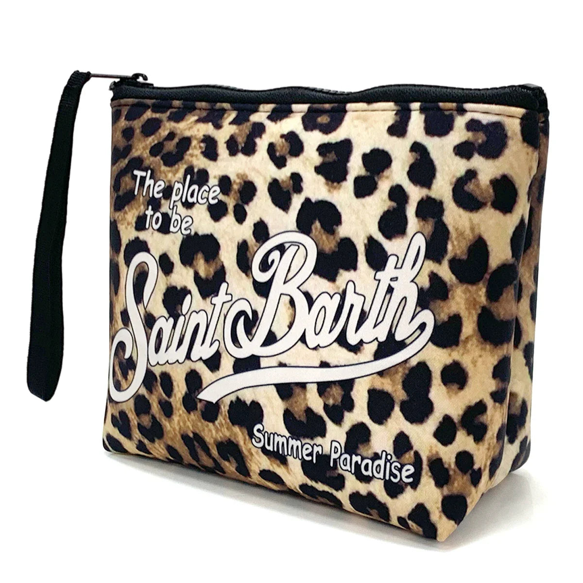 S-SAINT BARTH Pink Neoprene Clutch Bag – Trendy Vertical Zip Pouch Makeup & Toiletry Purse for Women