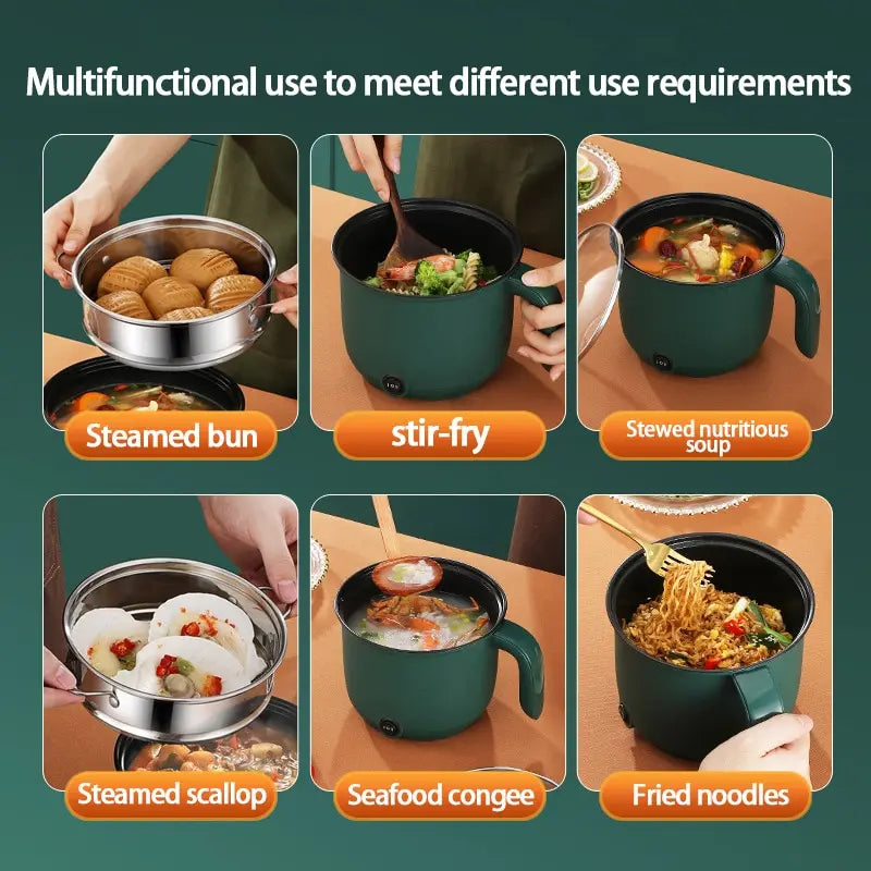 1.5L Mini Home Cooking Pot – Multifunctional Rice Cooker & Non-Stick Electric Stockpot with Safe Materials