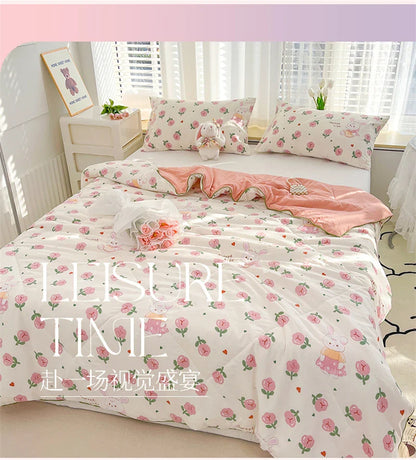 Washed Double Gauze Quilt – Lightweight Summer Comforter with Soya Fibre Filling, Soft & Breathable for Queen Size