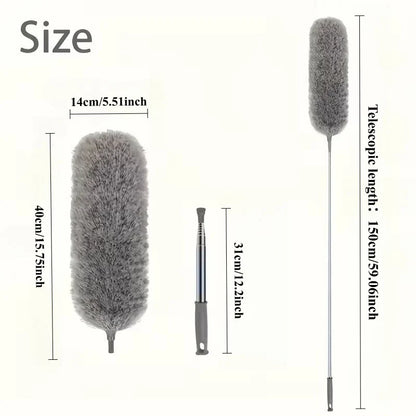 Extendable Microfiber Duster - Retractable Washable Dust Brush for Ceiling & Home Cleaning