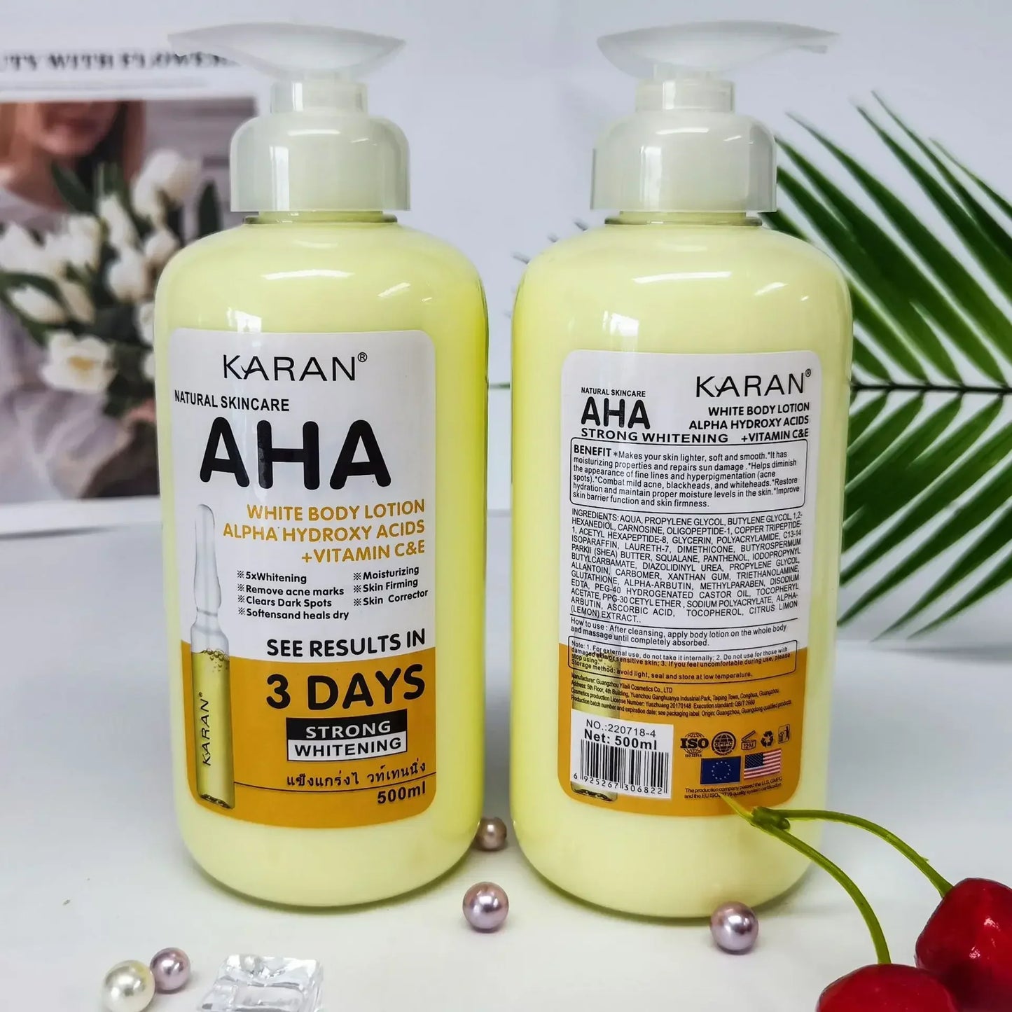 500ml Whitening Body Cream – Moisturizing & Lightening Lotion with Vitamin C&E for Smooth, Even Skin