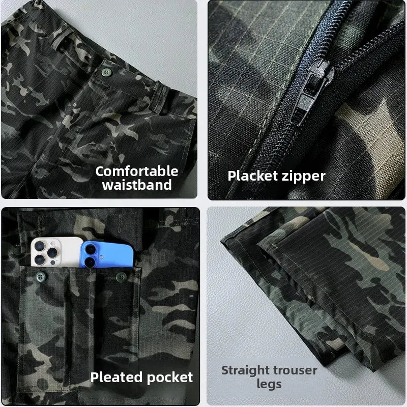 Water Resistant Tactical Work Pants - Multi Pocket Outdoor Military Style Casual Trousers for Men Spring Autumn