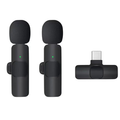 Basix Mini Wireless Lavalier Microphone - Noise Cancelling Portable Mic for iPhone Android Camera Live Interviews