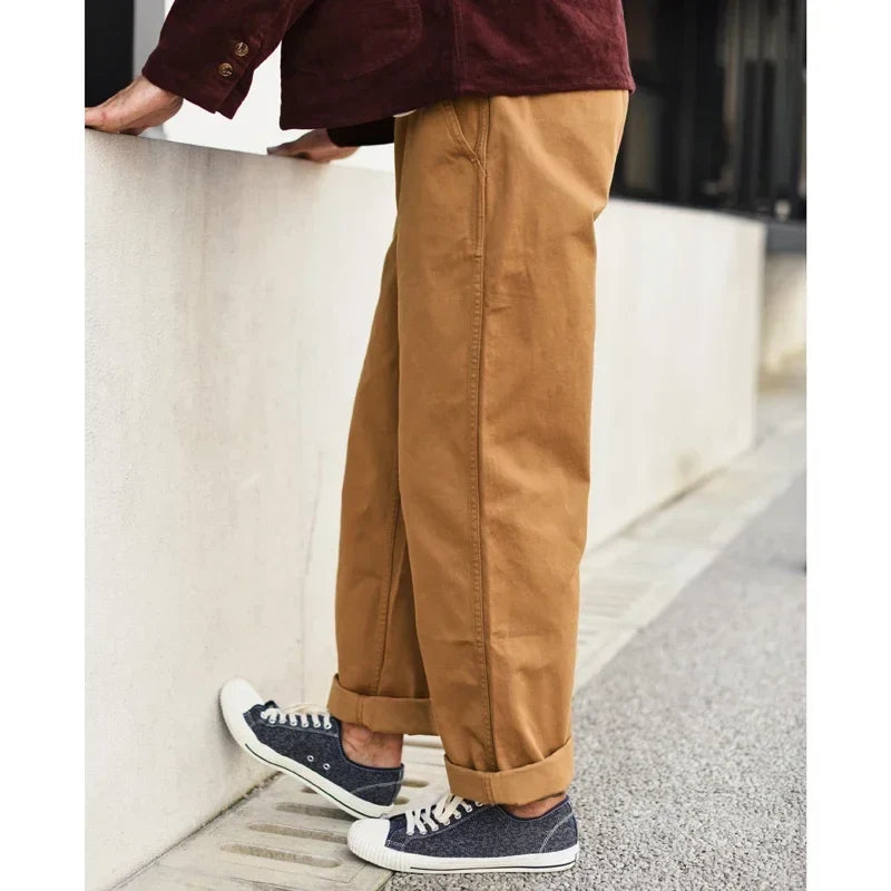 SauceZhan XX001 Chino Pants - Men's Vintage Cotton Cargo Trousers with Loose Straight Fit