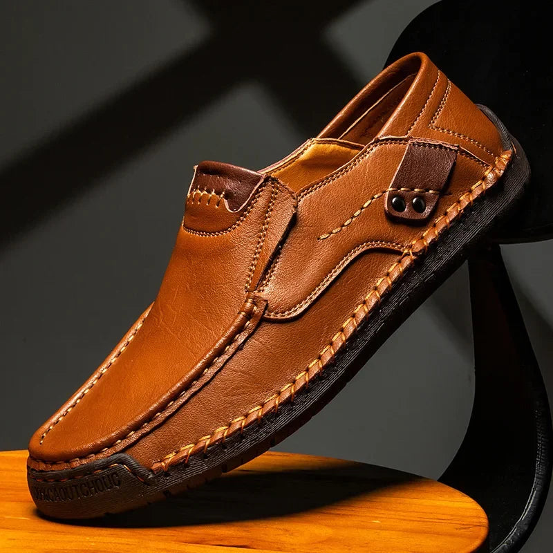 Men’s Genuine Leather Loafers - Breathable Italian Driving Slip-On Casual Handmade Shoes for Men