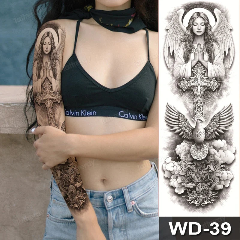 Large Temporary Leg Tattoos for Women - Sexy Animal & Anime Skull Water Transfer Body Art Stickers