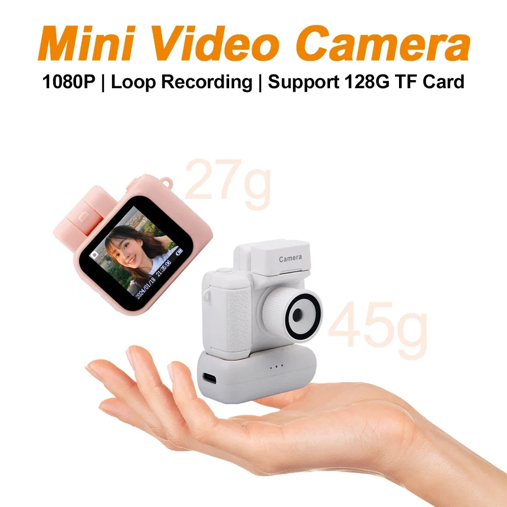 Y4000 Mini Digital Camera - HD 1080P Portable Video Recorder with Screen, Flash Light, Battery Dock & Compact Retro Design