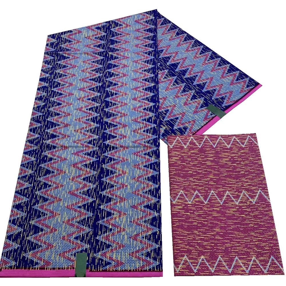Kente Golden Wax Cotton Fabric - African Dutch Nigerian Ankara Batik Party Dress Fabric 2+4 Yards