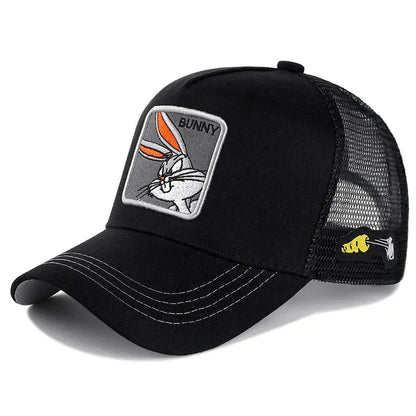 Anime Cartoon Snapback Cap - Cotton Mesh Trucker Hat for Men & Women Hip Hop Dad Style