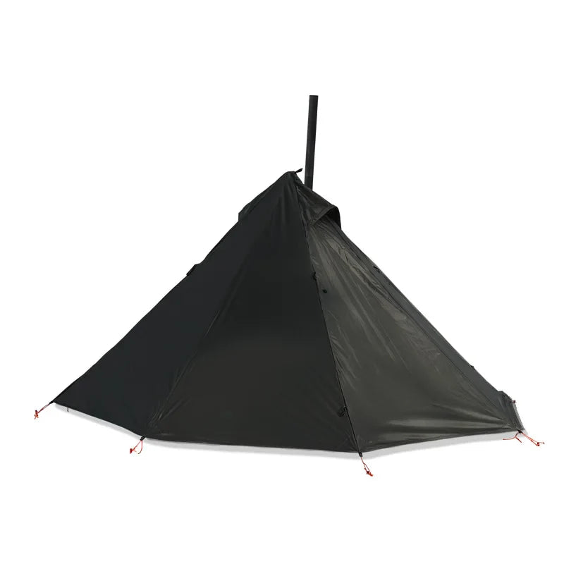 Camping Hot Tent with Chimney Window - Ultralight Tipi Teepee Pyramid, Double Layer Bushcraft Tent for 1 Person