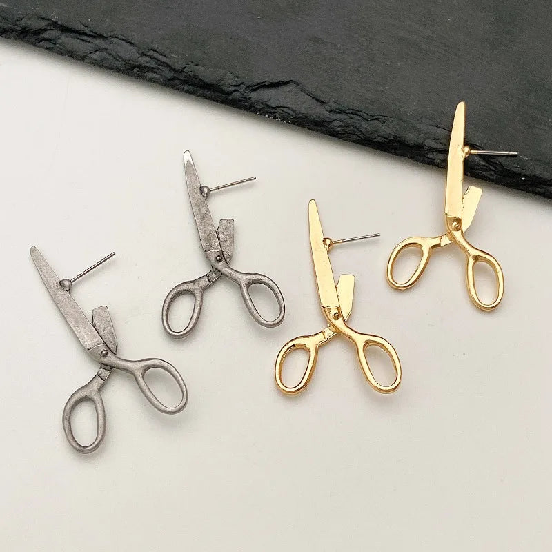 Retro Scissors Stud Earrings - Creative Hip Hop Style Women’s Party Fashion Jewelry Gift